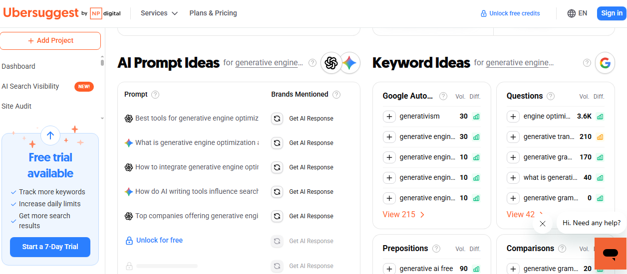 UberSuggest Keyword Planner