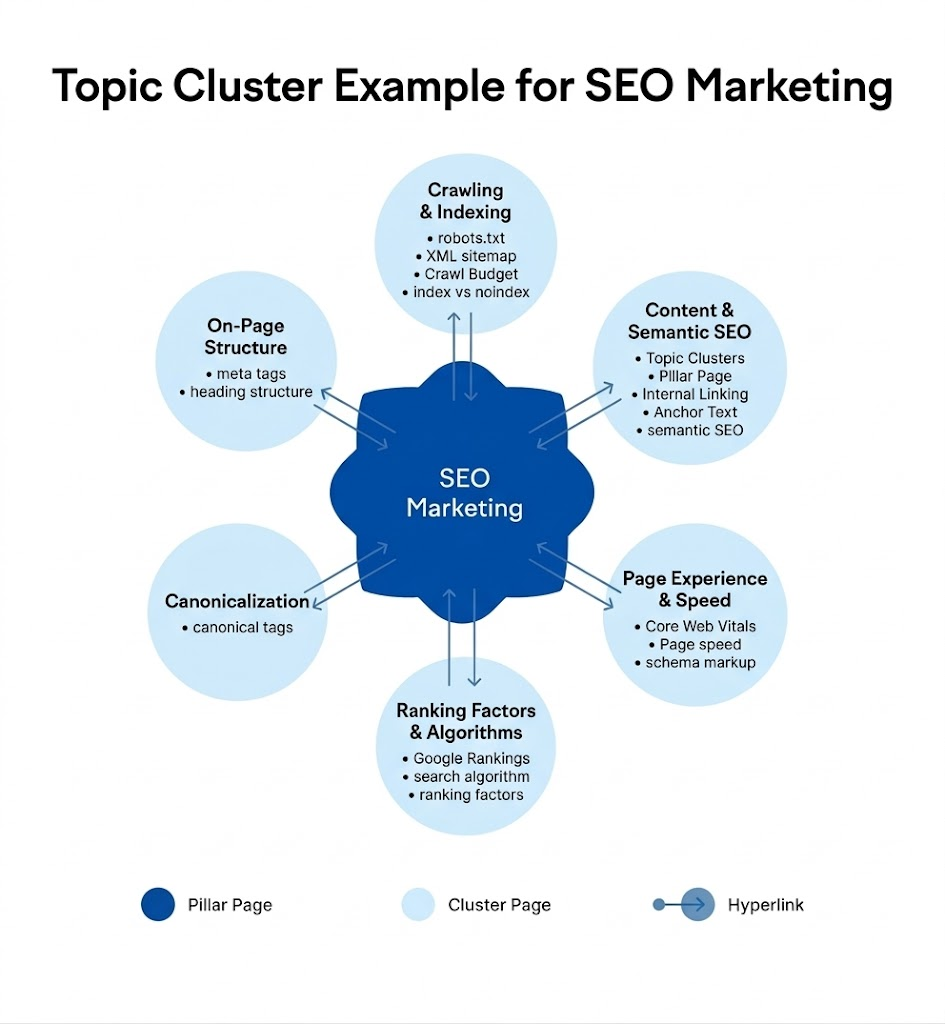 Topic Clusters Example for SEO Marketing